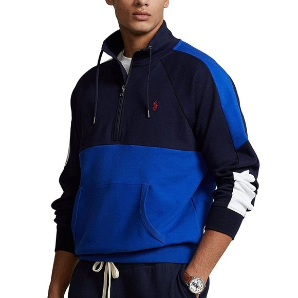 NWT Polo Ralph Lauren Men's Color Block Double Knit Half Zip Pullover Jacket